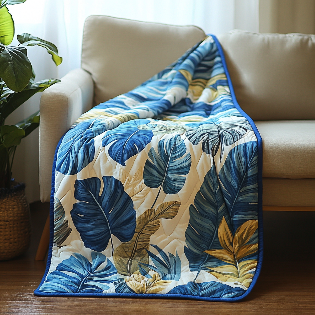 Organic Leaves - Blue Blanket - Image 5