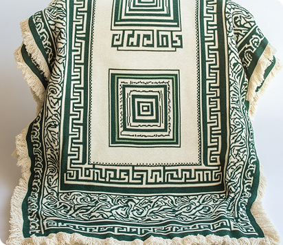Greek To Me - Green on Cream Blanket