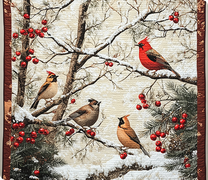 Winter Birds & Berries Blanket